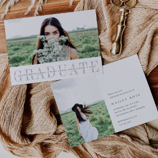 Minimalist Photo Graduation Announcement & Invite Inbjudningar