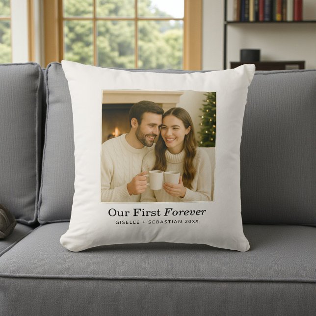 Minimalist Photo Personalized Text Keepsake Kudde (Skapare uppladdad)