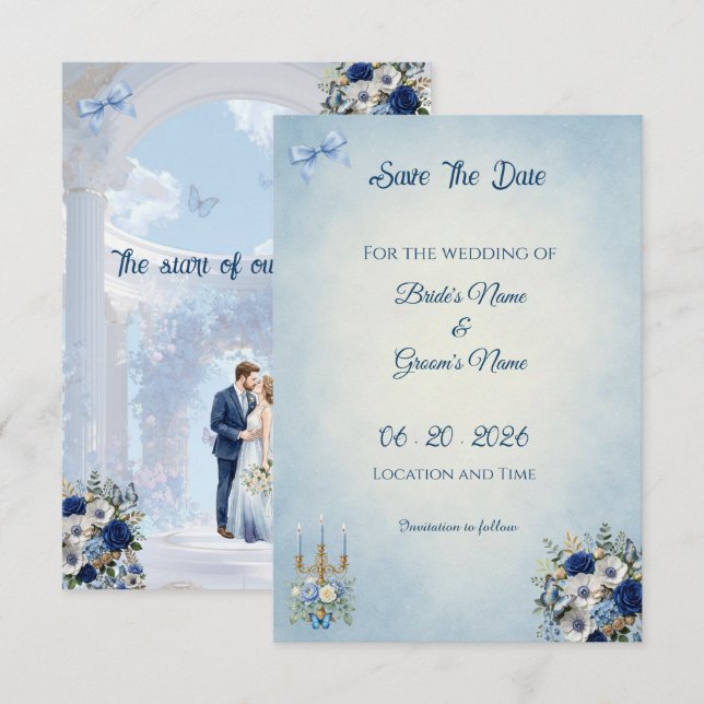 Minimalist Photo Save the Date | Something Blue Spara Datumet (Fram/baksida)