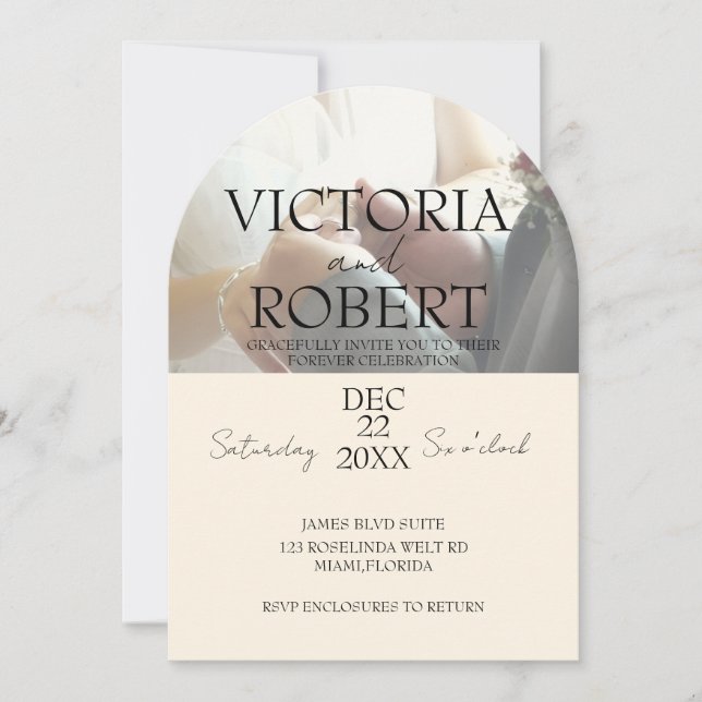 Minimalist Photo Wedding Engagement Arch Inbjudningar (Framsida)