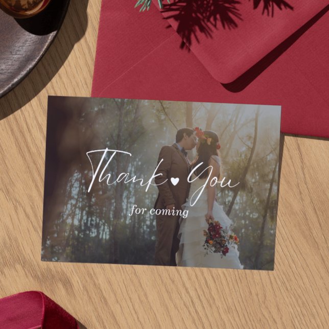 Minimalist Photo Wedding Thank You Card with Scrip Tack Kort (Minimalist Photo Wedding Thank You Card with Script)