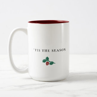 Minimalist Pine Branch Christmas – ’Tis The Season Två-Tonad Mugg