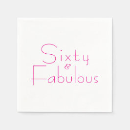 Minimalist Pink 60 & Fabulous 60th Birthday Party Pappersservett