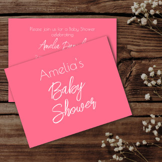 Minimalist Pink Baby Shower Invitation Inbjudningar