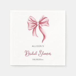 Minimalist Pink Bow Bridal Shower Pappersservett
