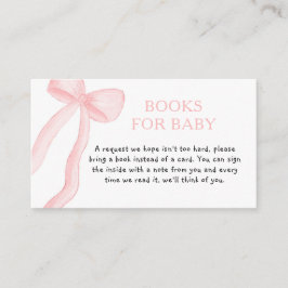 Minimalist Pink Coquette Bow Baby Shower Tilläggskort