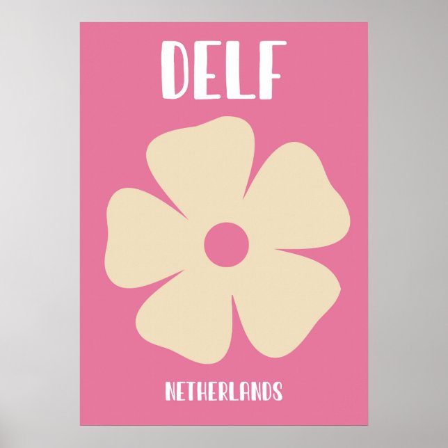 Minimalist Pink Delft Flower Art Poster (Framsidan)