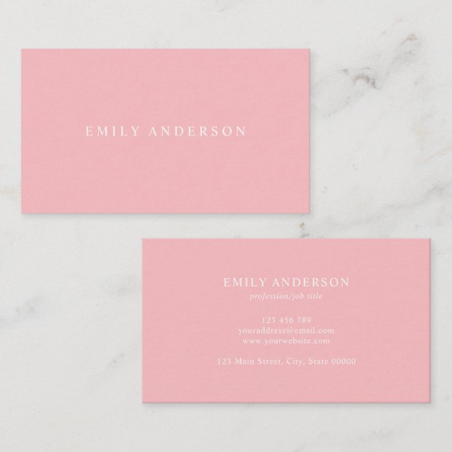 Minimalist Pink Elegant Monogram Visitkort (Fram/baksida)