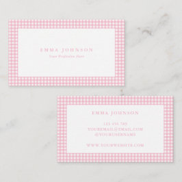 Minimalist Pink Gingham Plaid Visitkort
