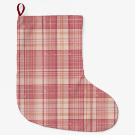 Minimalist Pink Tartan Dog Christmas Stocking Stor Julstrumpa