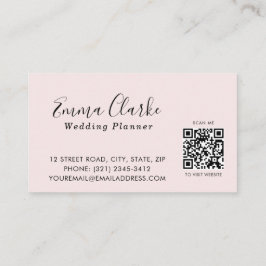 Minimalist Pink Wedding Scan Code Business Card Visitkort