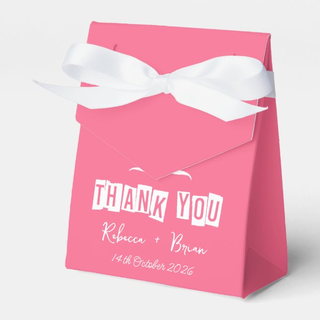 Minimalist Pink & White Thank You Wedding Presentaskar (Framsidan Sidan)