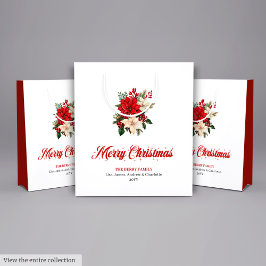 Minimalist Poinsettia Script Font Holiday Gift Bag