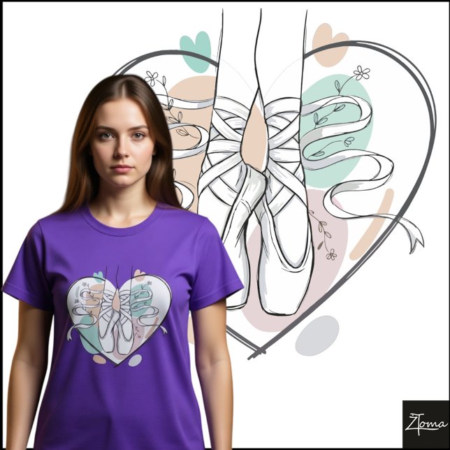 Minimalist Pointe Shoes Pastel Heart Sketch T Shirt (Skapare uppladdad)