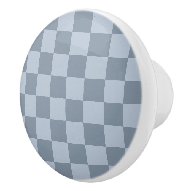 Minimalist Powder Blue Checkerboard Pattern Knopp (Höger)