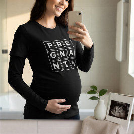 Minimalist Pregnant Geometric Squares | Announce T Shirt