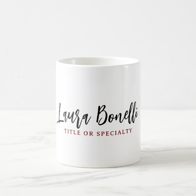 Minimalist Professional Handwrite Plain Name Title Kaffemugg (Center)