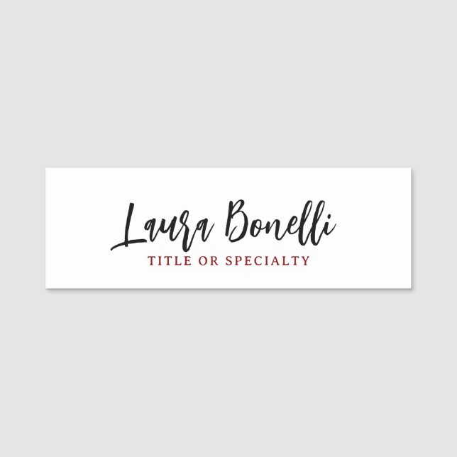 Minimalist Professional Handwrite Plain Name Title Namnbricka (Framsida)