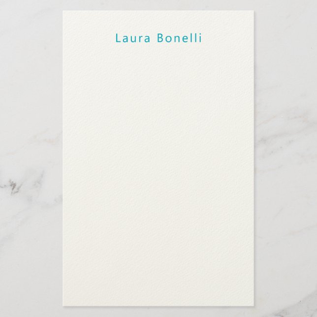 Minimalist Professional Modern Name Azure Blue Brevpapper (Framsida)