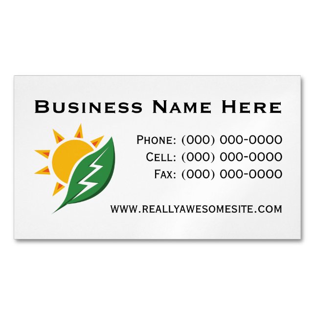 Minimalist Professional Solar Energy Contact Info Magnetiska Visitkort (Framsida)