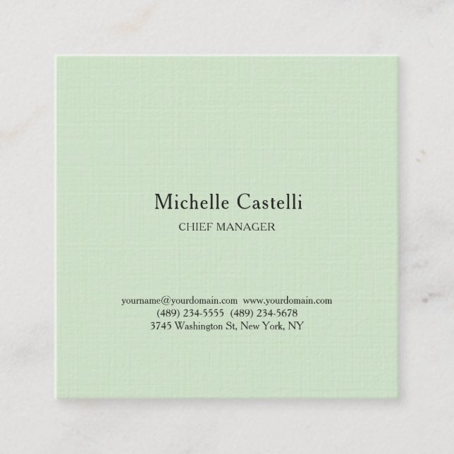 Minimalist Professional Unique Classical Pastel Fyrkantigt Visitkort (Framsida)