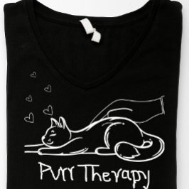 Minimalist Purr Therapy Cat Lover Doodle T-Shirt