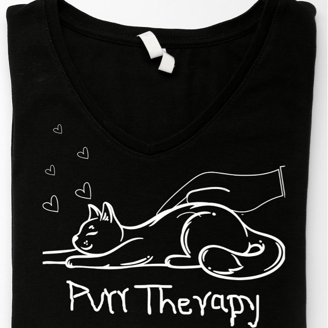 Minimalist Purr Therapy Cat Lover Doodle T-Shirt (Skapare uppladdad)