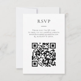 Minimalist QR Code Black White Wedding OSA Kort