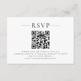Minimalist QR Code Black White Wedding RSVP OSA Kort