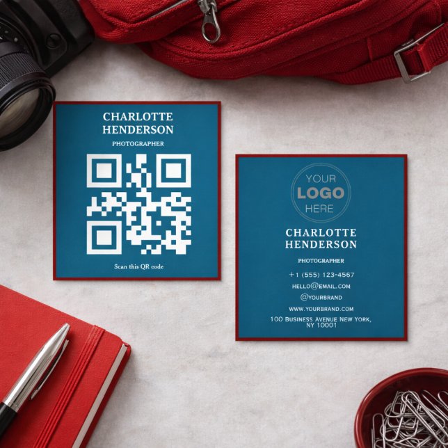 Minimalist QR Code Professional Design  Fyrkantigt Visitkort (Minimalist QR Code Professional Design Square Business Card
)