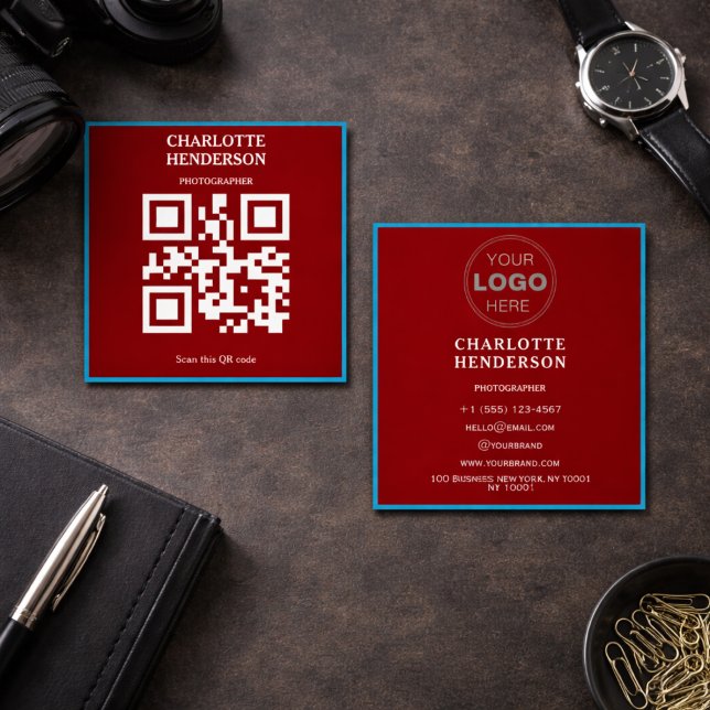 Minimalist QR Code Professional Design  Fyrkantigt Visitkort (Minimalist QR Code Professional Design Square Business Card
)