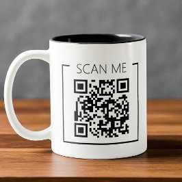 Minimalist QR Code Scan Me Business Två-Tonad Mugg