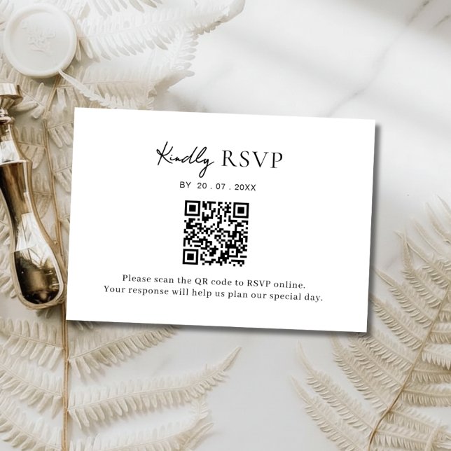 Minimalist QR Code Wedding RSVP Card OSA Kort (Skapare uppladdad)