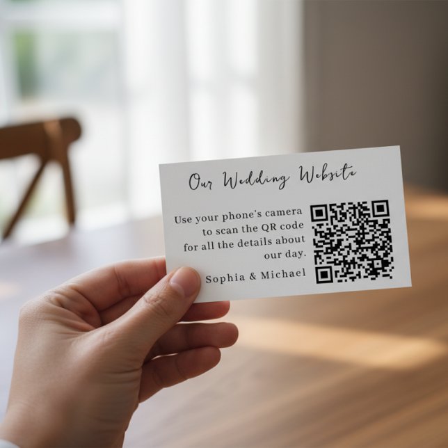  Minimalist QR Wedding Website Enclosure Card Tilläggskort (Skapare uppladdad)
