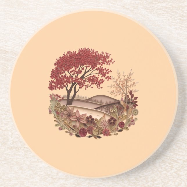 Minimalist quilling design Countryside in Autumn Underlägg (Framsidan)