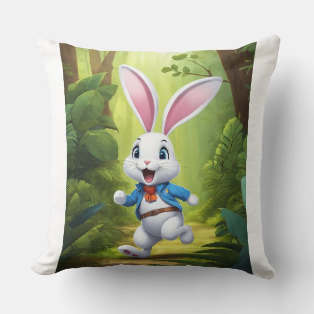 Minimalist Rabbit Logo Pillow Cover | Cute Bunny H Kudde (Framsida)