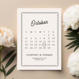 Minimalist räfflad kant Kalender Save the Date Inbjudningar