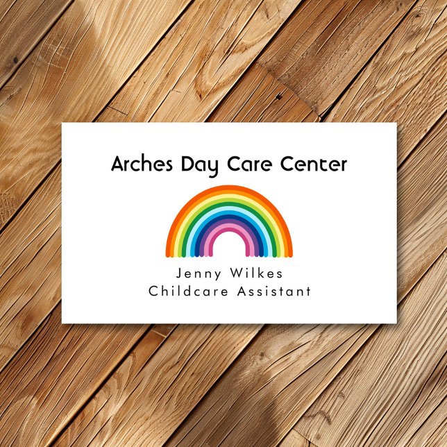 Minimalist Rainbow Daycare Center Babysit Visitkort (Skapare uppladdad)