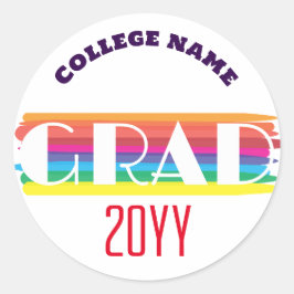 Minimalist rainbow stripe graduation runt klistermärke