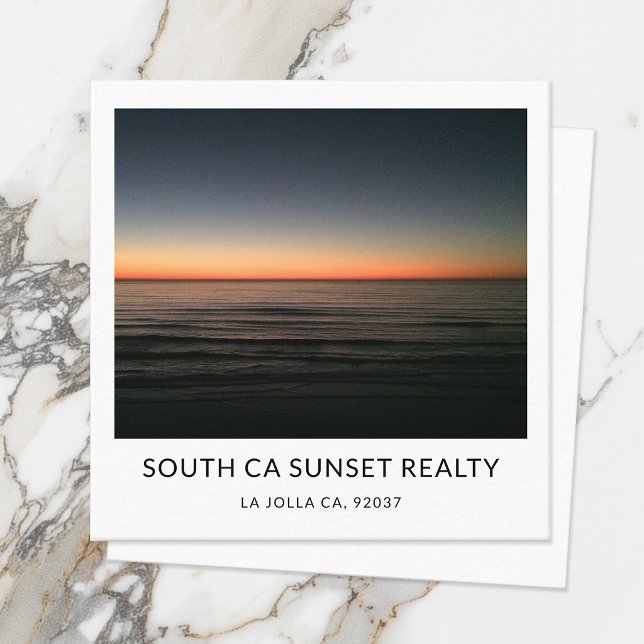 Minimalist Real Estate Agent Sunset Photo Template Fyrkantigt Visitkort (Skapare uppladdad)