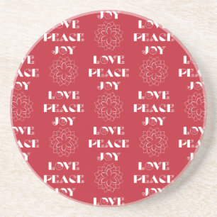 Minimalist Red and White Kärlek, Peace, Joy Underlägg Sandsten