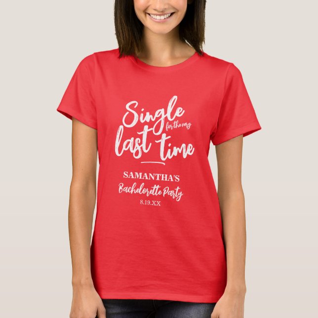 Minimalist Red Bachelorette Party T-Shirt (Framsida)