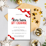 Minimalist Red Bow Dirty Santa Gift Exchange Inbjudningar<br><div class="desc">Inbjudan till presentbörsen, som är utformad på samma sätt som en present, skryter med en minimalistisk design kompletterad med en vibrerande röd båge. Detta accentuerar inte bara temat för den lilla jultomtefesten. Samtidigt är varje inbjudan som en gåva som förbinder varandra. Skräddarsydd för olika festligheter som Yankee Swap, Dirty Santa,...</div>