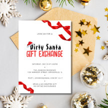 Minimalist Red Bow Dirty Santa Gift Exchange