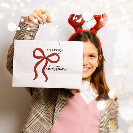 Minimalist Red Bow Merry Christmas 