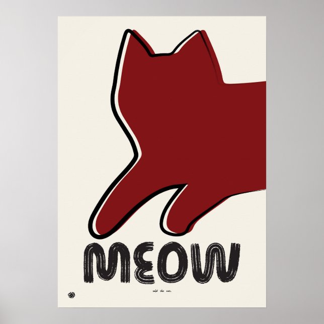 Minimalist Red Cat Silhouette Poster (Framsidan)