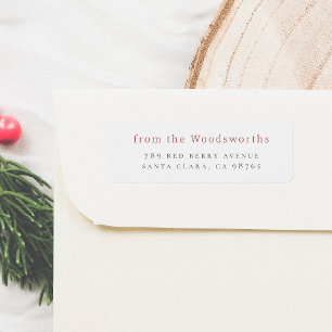 Minimalist Red Family Namn Returadress Etikett