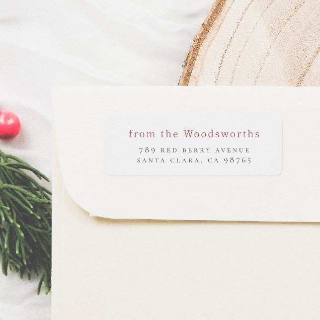 Minimalist Red Family Namn Returadress Etikett (Skapare uppladdad)