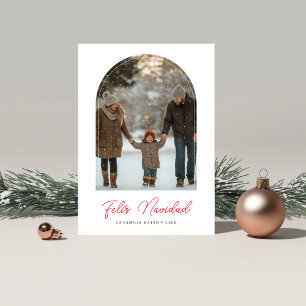 Minimalist Red Feliz Navidad Jularfoto Julkort