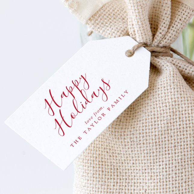 Minimalist Red Glad helg Family Helgdag Presentetikett (Skapare uppladdad)